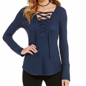 WILLIAM RAST Waffle Knit Lace Up Top